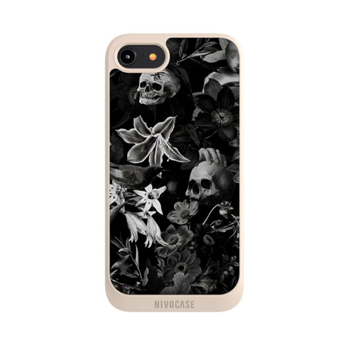 Apple iPhone 8 NIVOpure Skulls and Flowers on Black Background
