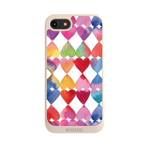Apple iPhone 8 NIVOpure Colorful Watercolor Hearts Pattern