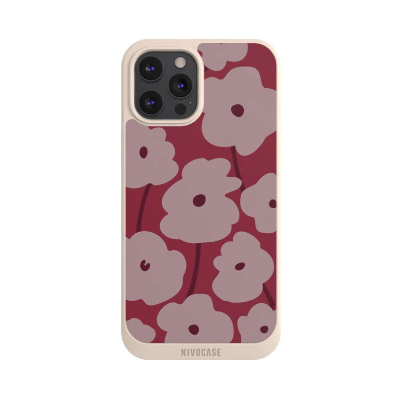 iPhone 12 Pro Max NIVOpure Minimalistische Blumen Bordeaux
