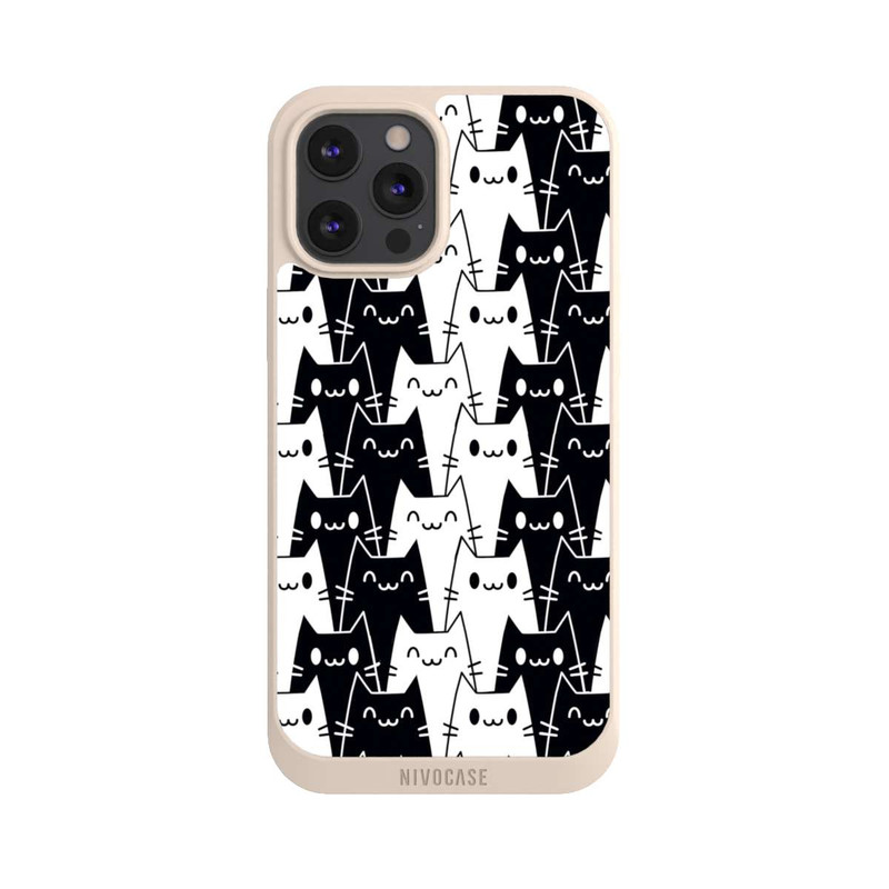 iPhone 12 Pro Max NIVOpure Katzentapete Schwarz Weiß