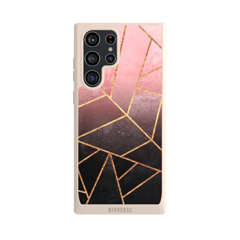 Galaxy S22 Ultra NIVOpure Pinker und Schwarzer Stein Gold Druck