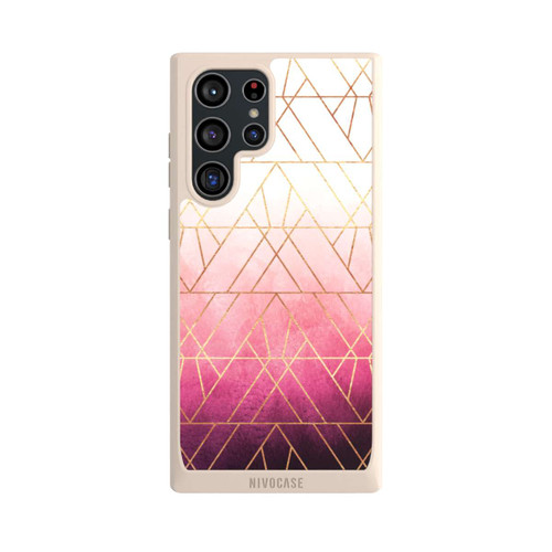 Samsung Galaxy S22 Ultra NIVOpure Pink Ombre Dreiecke Golddruck