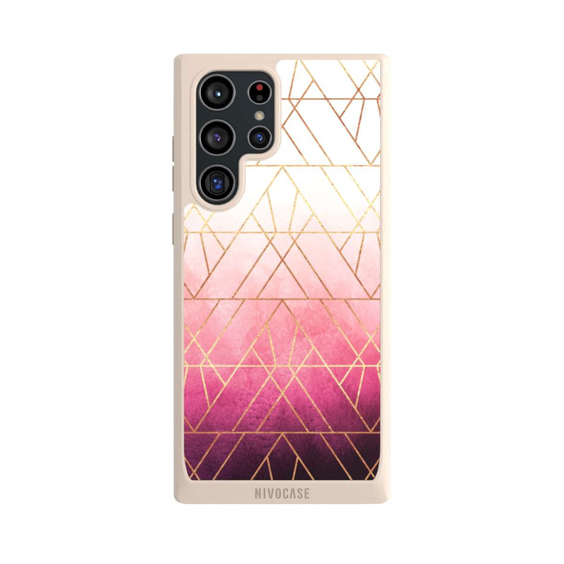 Galaxy S22 Ultra NIVOpure Pink Ombre Dreiecke Golddruck