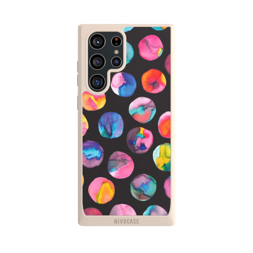 Samsung Galaxy S22 Ultra NIVOpure Bunte Tintenmurmeln Punkte Schwarz