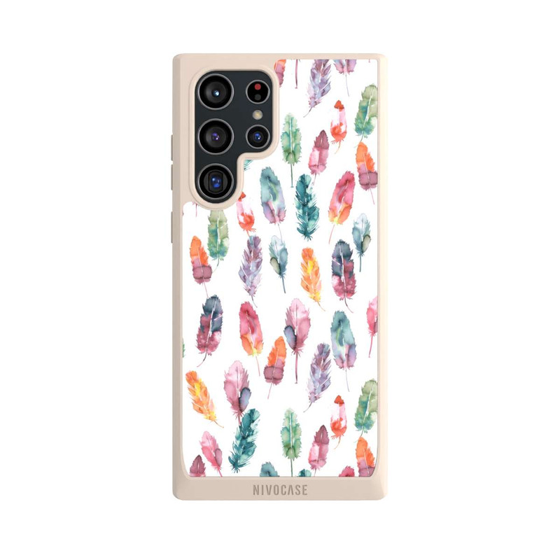 Galaxy S22 Ultra NIVOpure Aquarellfedern Boho