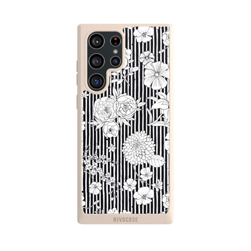 Samsung Galaxy S22 Ultra NIVOpure Blumen und Streifen Schwarz und Weiß