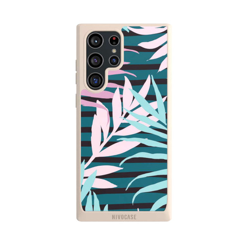 Samsung Galaxy S22 Ultra NIVOpure Pastell-Dschungelblätter rosa blaugrün