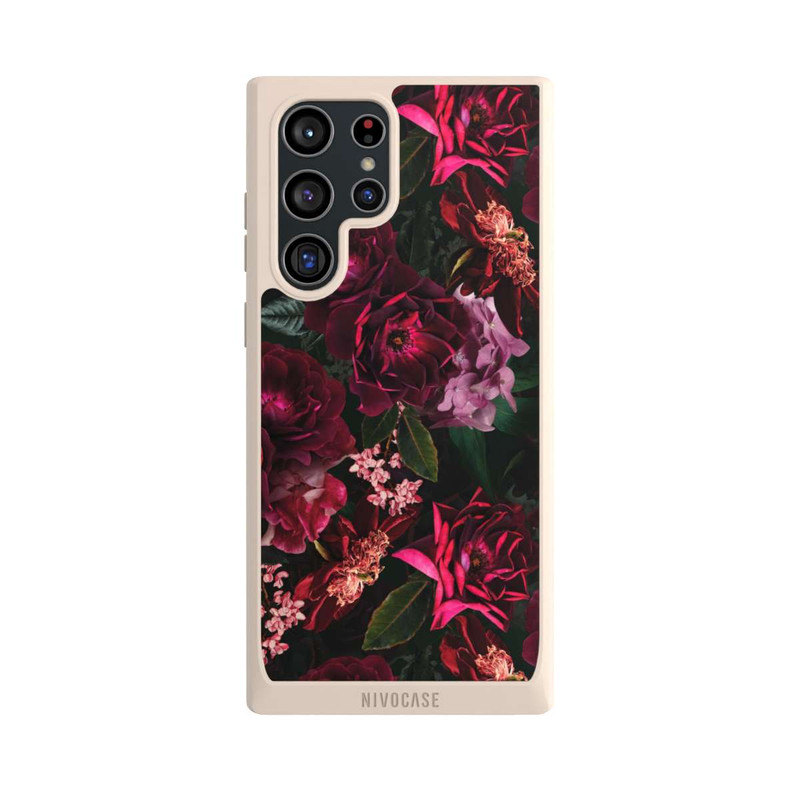 Galaxy S22 Ultra NIVOpure Dunkelrote und rosa Blüten