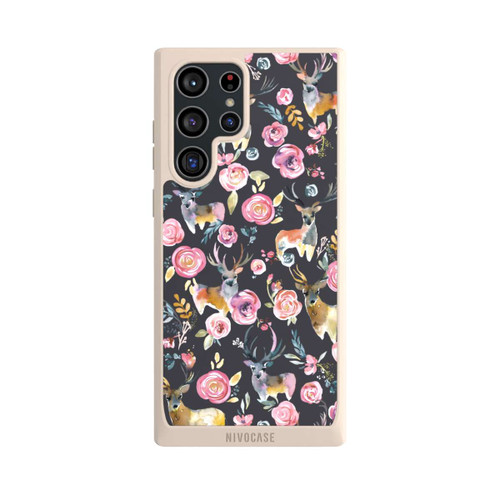 Samsung Galaxy S22 Ultra NIVOpure Hirsche und Blumen Anthrazit