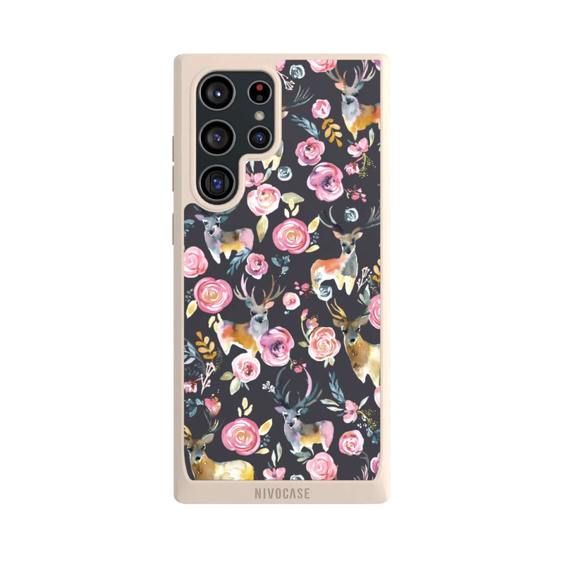 Galaxy S22 Ultra NIVOpure Hirsche und Blumen Anthrazit