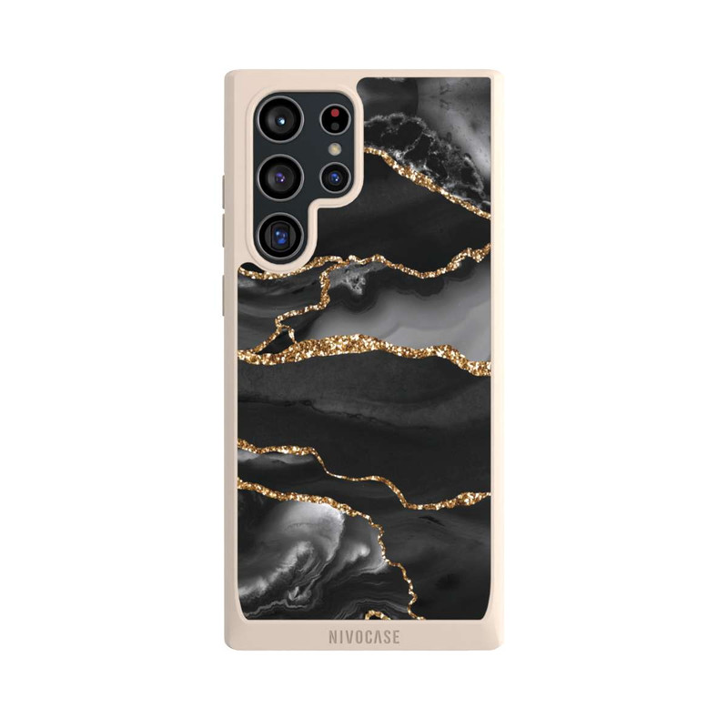 Galaxy S22 Ultra NIVOpure Dunkle Marmorstreifen im Goldlook