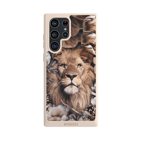 Samsung Galaxy S22 Ultra NIVOpure Löwe Blumenrahmen Beige
