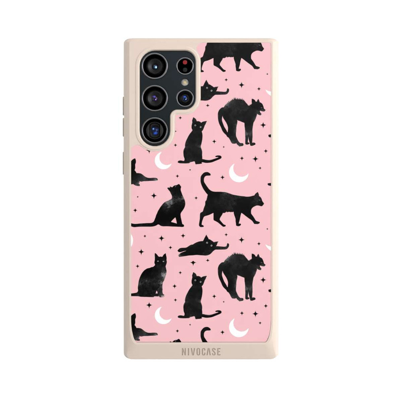 Galaxy S22 Ultra NIVOpure Katzen und Mond auf Rosa