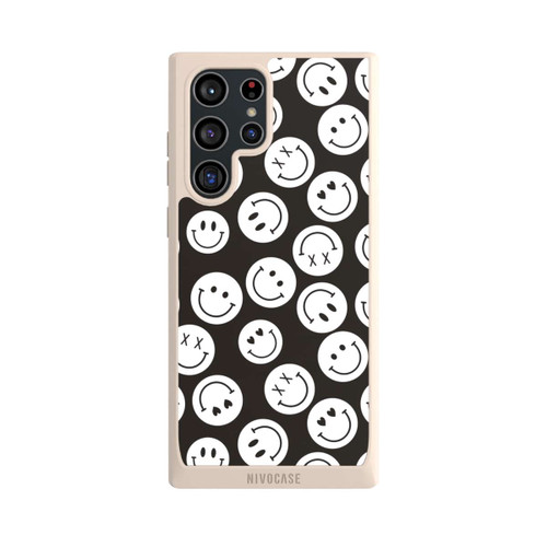 Samsung Galaxy S22 Ultra NIVOpure Smiles Emotes Pattern Black And White