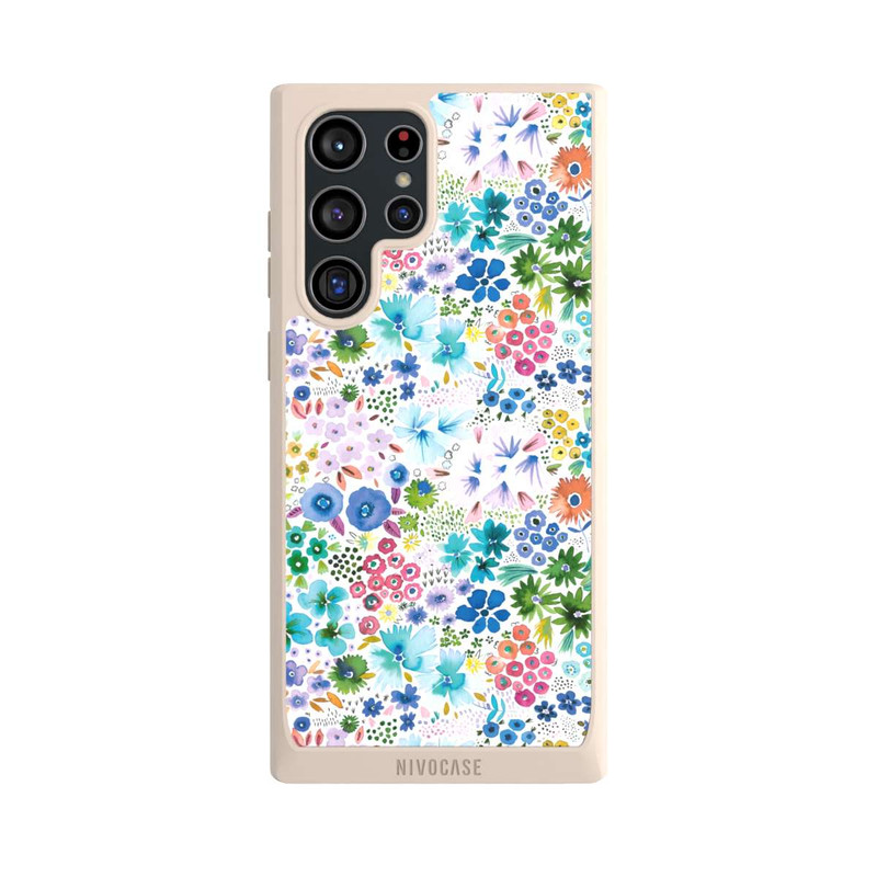 Galaxy S22 Ultra NIVOpure Kunstvolle kleine Frühlingsblumen blau
