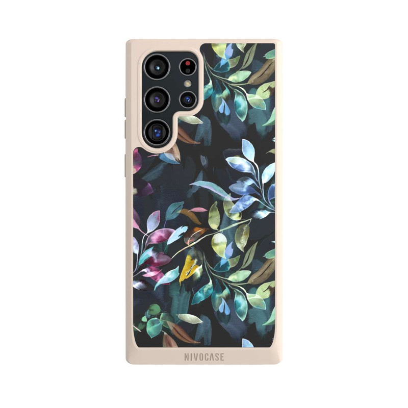 Galaxy S22 Ultra NIVOpure Mystische Aquarellblätter schwarz