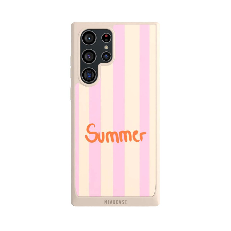 Galaxy S22 Ultra NIVOpure Summer- Rosa und Orange Streifen Hintergrund
