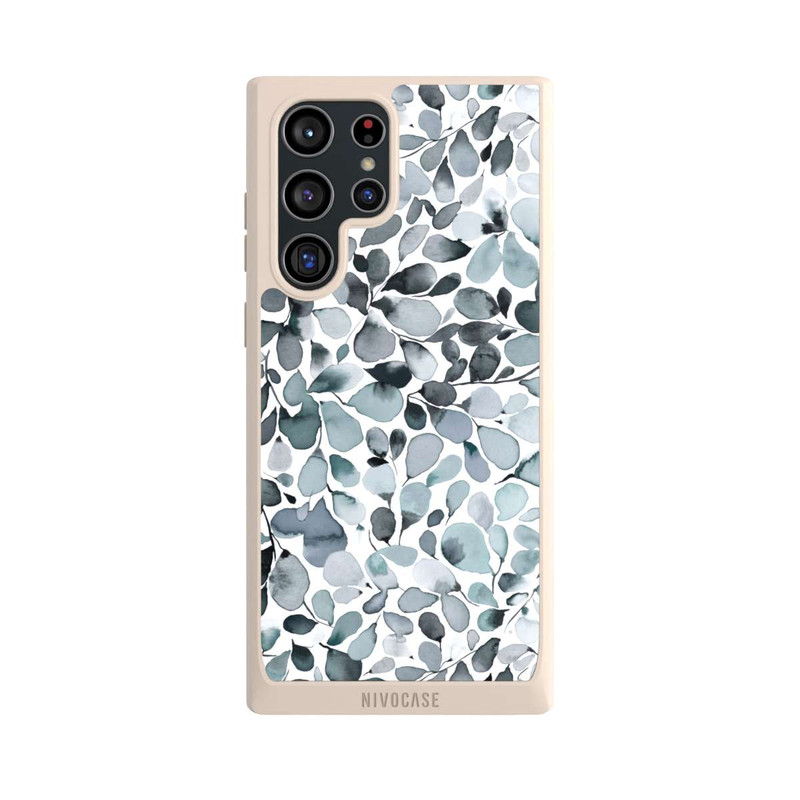 Galaxy S22 Ultra NIVOpure Eukalyptus Aquarell Blätter Grau