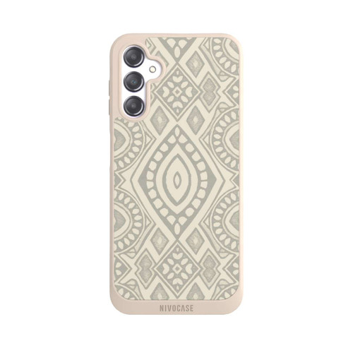 Samsung Galaxy A14 5G NIVOpure Boho Geometric Mosaic Pattern Neutral Grey and Beige