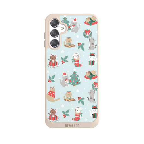 Samsung Galaxy A14 5G NIVOpure Cute Winter Wonderland Christmas Festive Cats on Teal