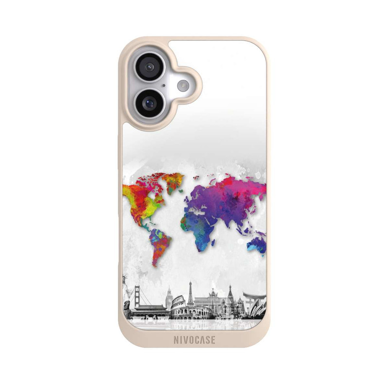 iPhone 17 NIVOpure Weltkarte mit Skyline