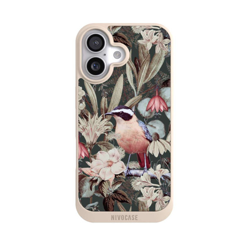  NIVOpure Orangefarbener Vogel im Vintage Blumenmuster