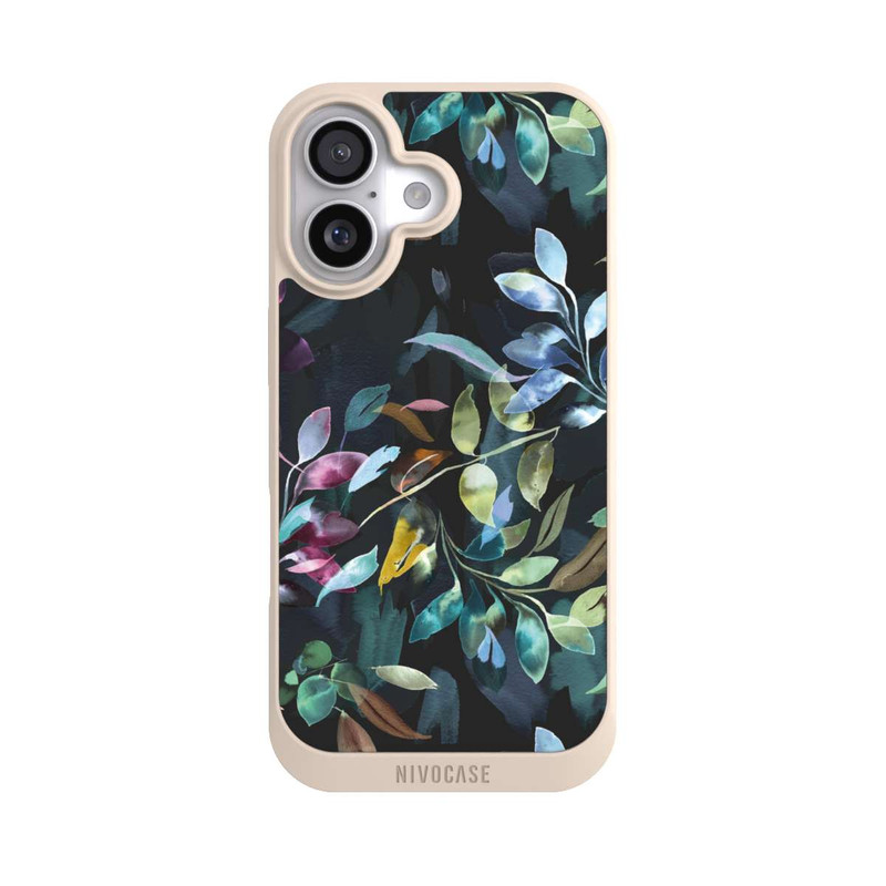 iPhone 17 NIVOpure Mystische Aquarellblätter schwarz