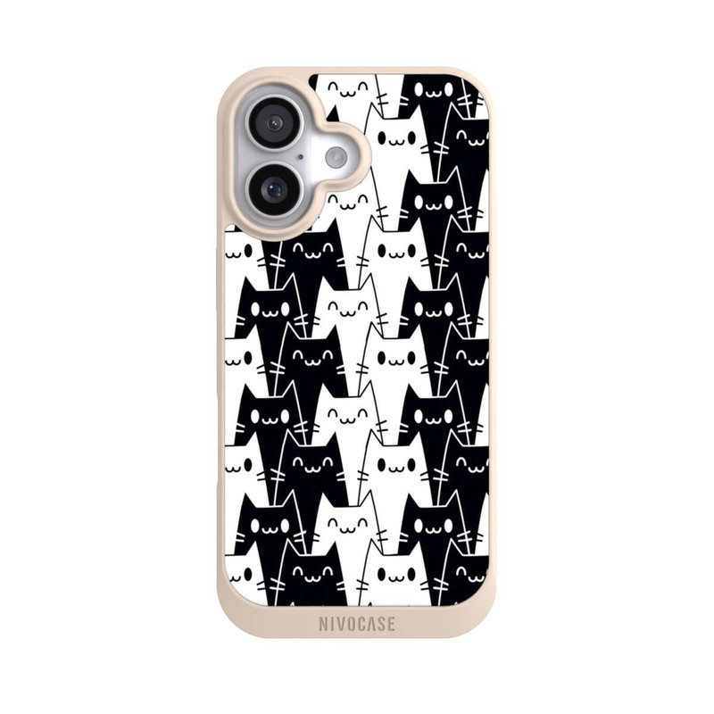 iPhone 17 NIVOpure Katzentapete Schwarz Weiß