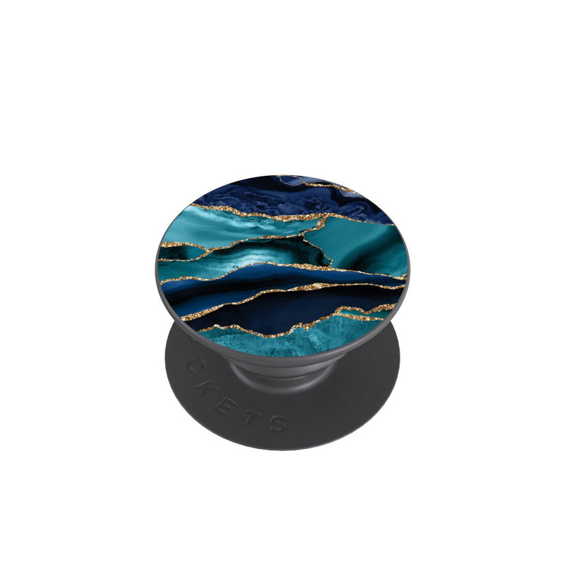  PopGrip Dark and Light Blue Marble Gold Glitter Look