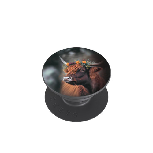  PopGrip Vache des Highlands avec des fleurs avec IA
