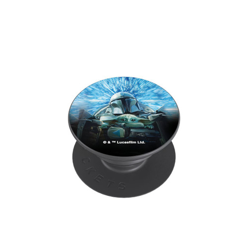  PopGrip Grogu und Mando fliegen blau