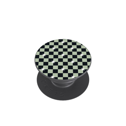  PopGrip Checked Pattern Black Grey Stars