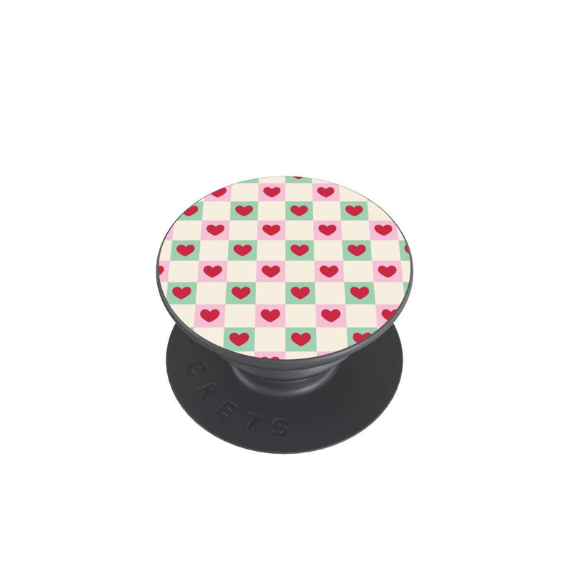  PopGrip Karomuster Herzen Rosa und Grün Valentinstag