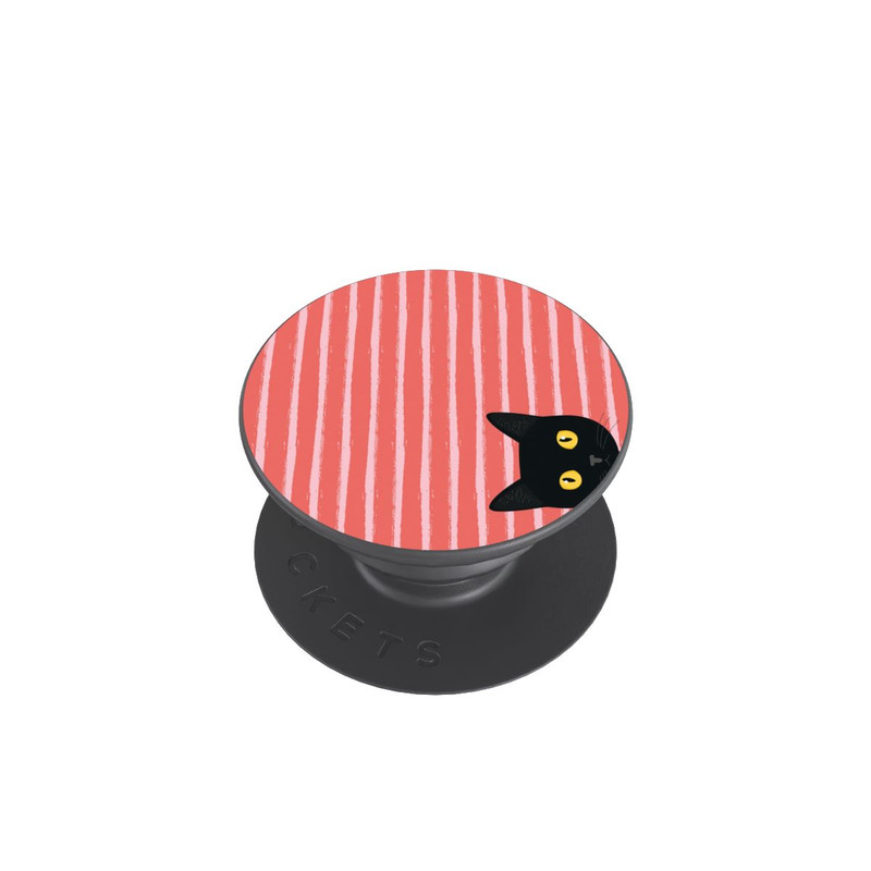  PopGrip Chat noir sur fond rayé orange