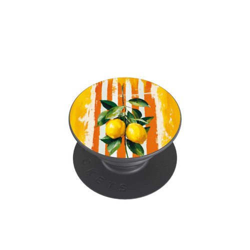  PopGrip Zitronen auf gestreiftem Hintergrund Sommer mit KI