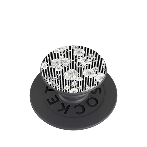  PopGrip Blumen und Streifen Schwarz und Weiß
