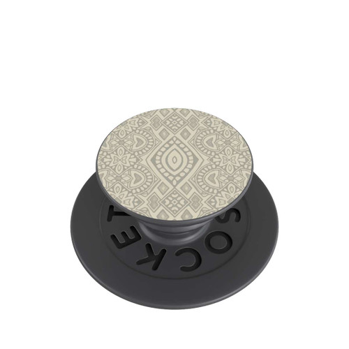  PopGrip Boho Geometric Mosaic Pattern Neutral Grey and Beige
