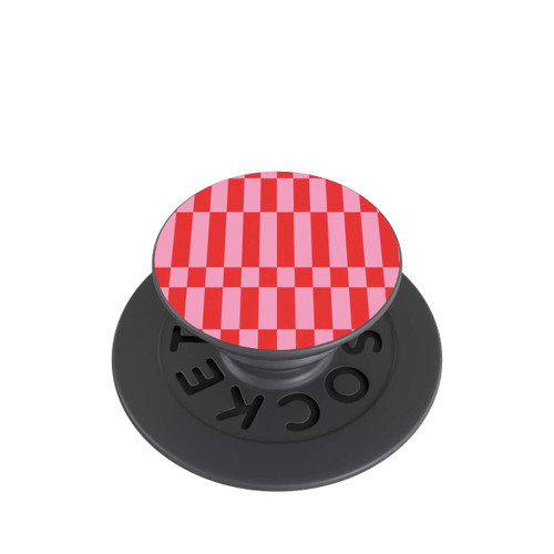 PopGrip Checked Abstract Bold Coral Red and Pink Color Block