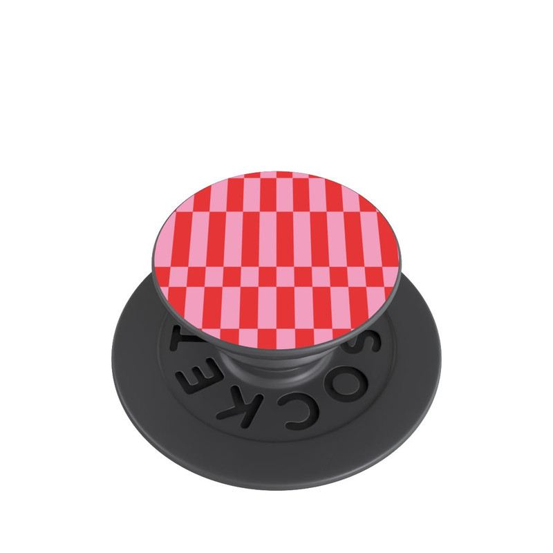  PopGrip Checked Abstract Bold Coral Red and Pink Color Block