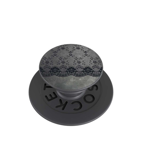  PopGrip Schwarzes Spitzenmuster auf grauem Hintergrund