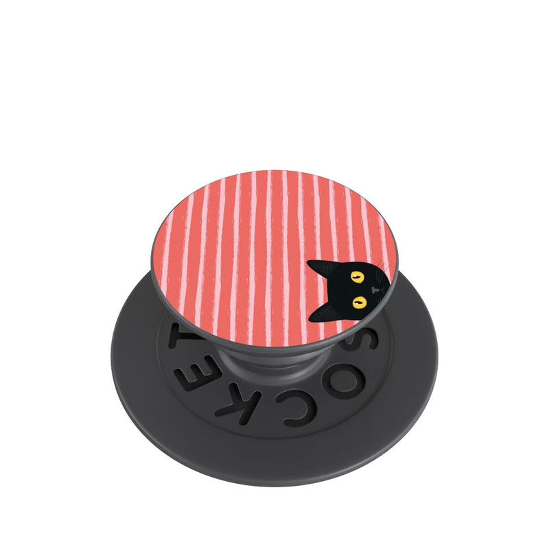  PopGrip Chat noir sur fond rayé orange